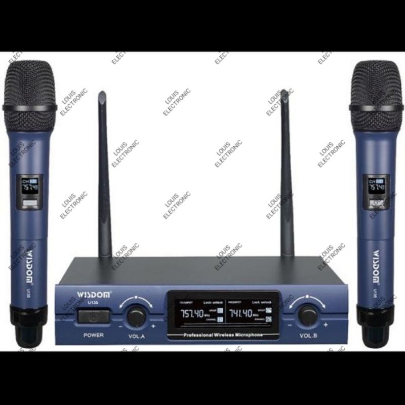 Mic Microphone Wireless WISDOM U135 U 135 2 Mic Handheld + HARDCASE ORIGINAL