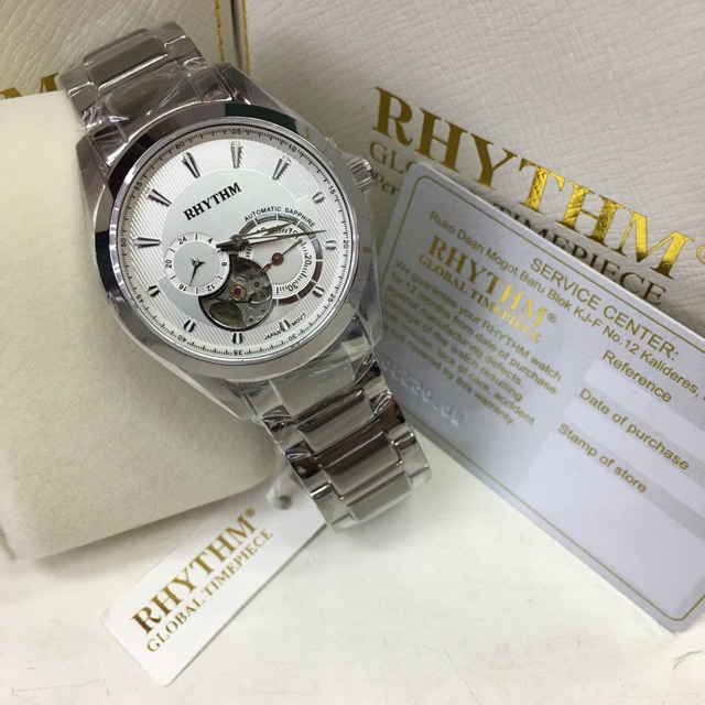 Jam tangan RHYTHM sport automatic saphir stenlis silver original