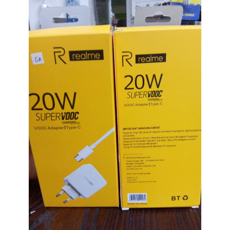 Charger REALME 20W Type-C Super VOOC adapter+kabel