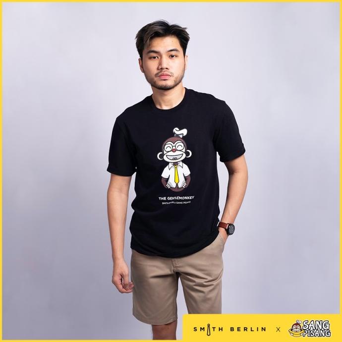 Kaos Pria Regular Smith Berlin The Gentlemonkey Tee Black