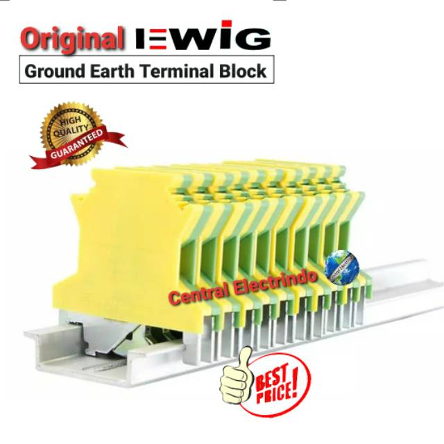 JHUSLKG 5 Terminal Block Ground Earth (0.2~4mm) Din Rail EWIG.