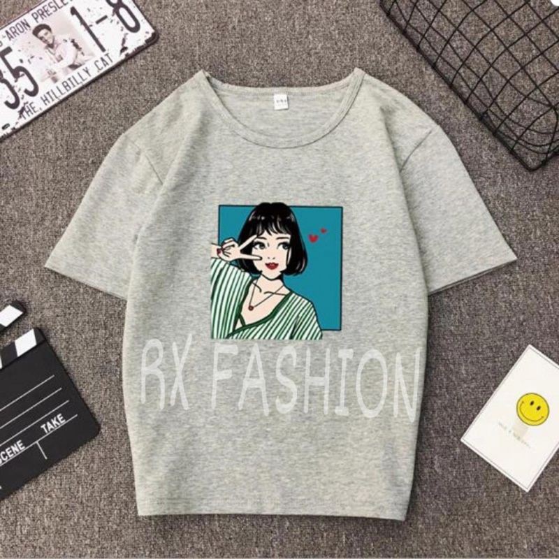 eReX FASHION Pose Girl Tee - Kaos Wanita Tshirt Tumblr bahan katun ukuran allsize fit to L 1R