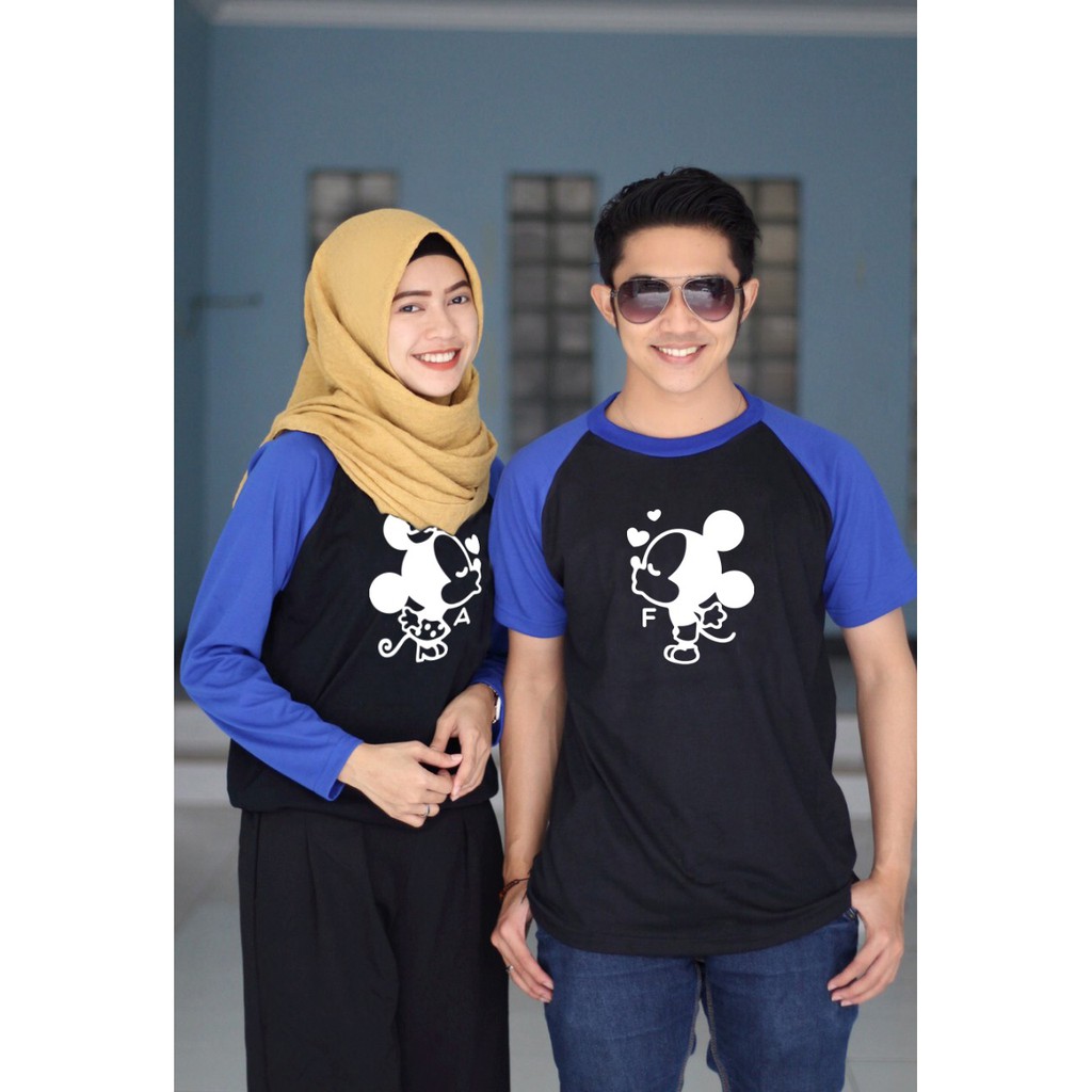 Kaos Couple Bisa Cetak Nama / Kaos Raglan Couple /  Kaos Couple Pasangan