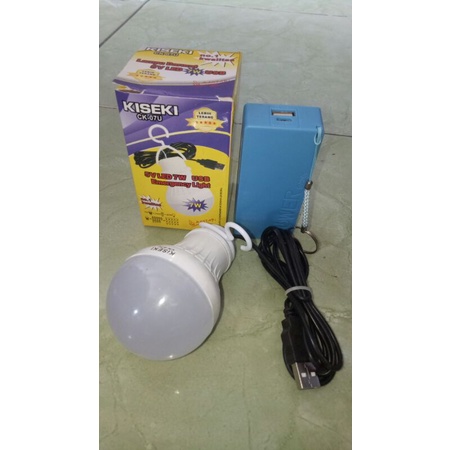 Power bank 4000 maH + lampu bohlamp USB kabel