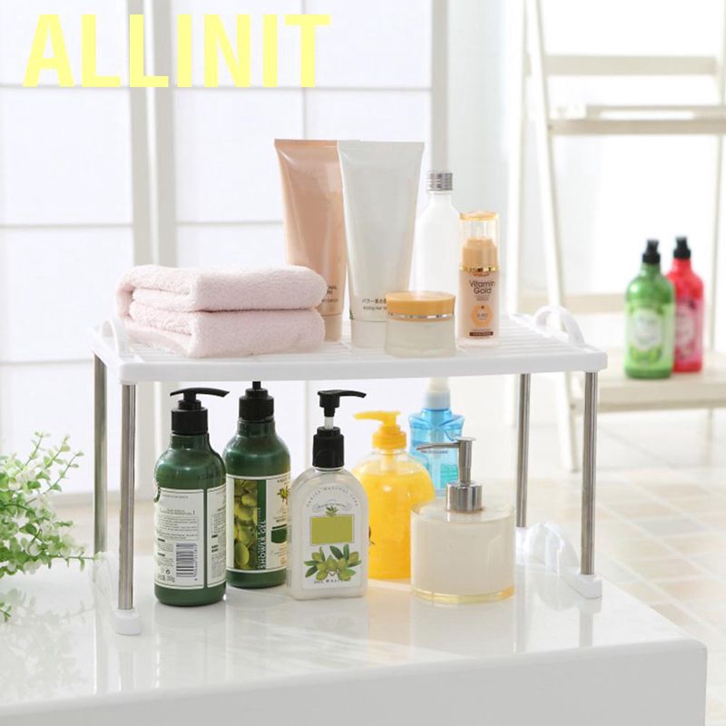 Allinit Expandable Foldable Home Storage Shelf Rack Holder Organizer Kitchen Bathroom Cabinet Stand Shopee Indonesia