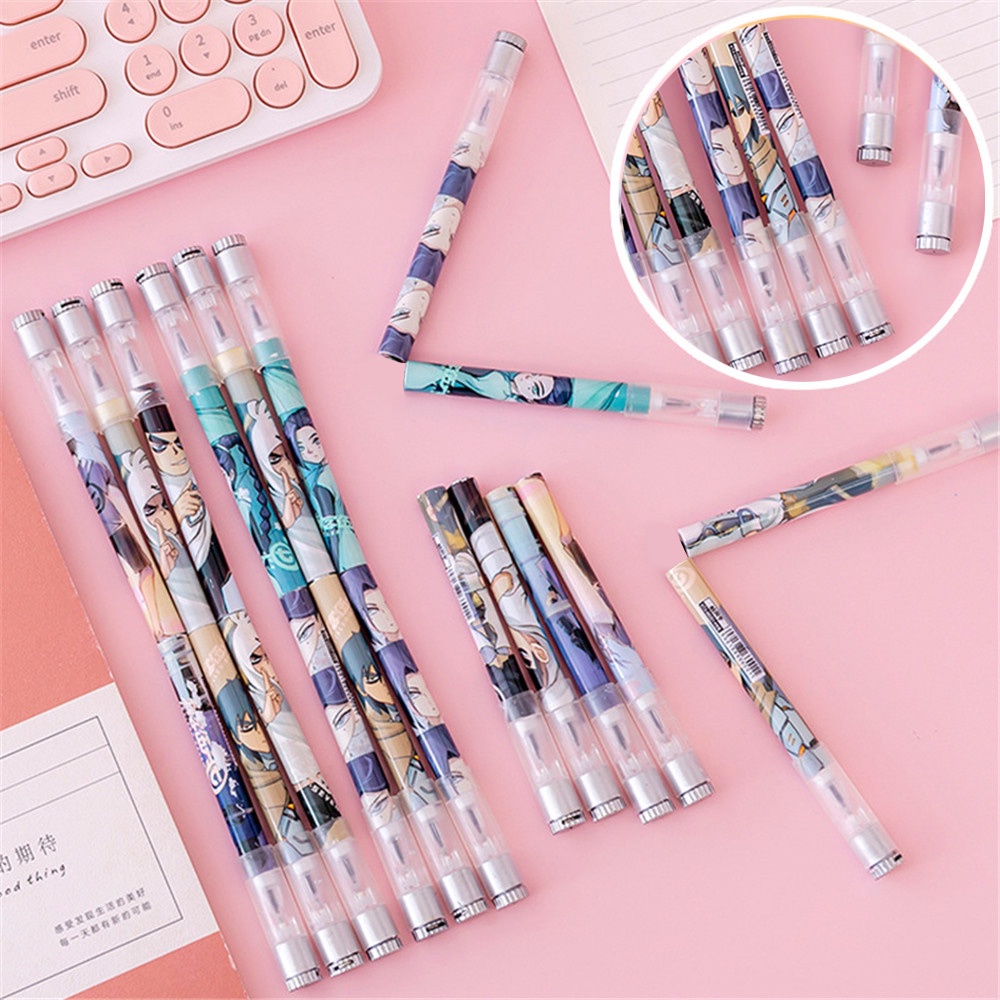 【COD Tangding】1pc Pulpen Gel LED Dengan Rantai Bisa Berputar Untuk Pelajar / Kantor