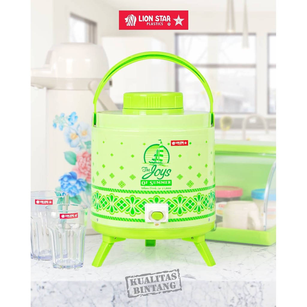 Dispenser Tempat Air Minum Milano Drink Jar 6Liter D-7 Jumbo Cooler Lion Star Termos Air Panas Murah