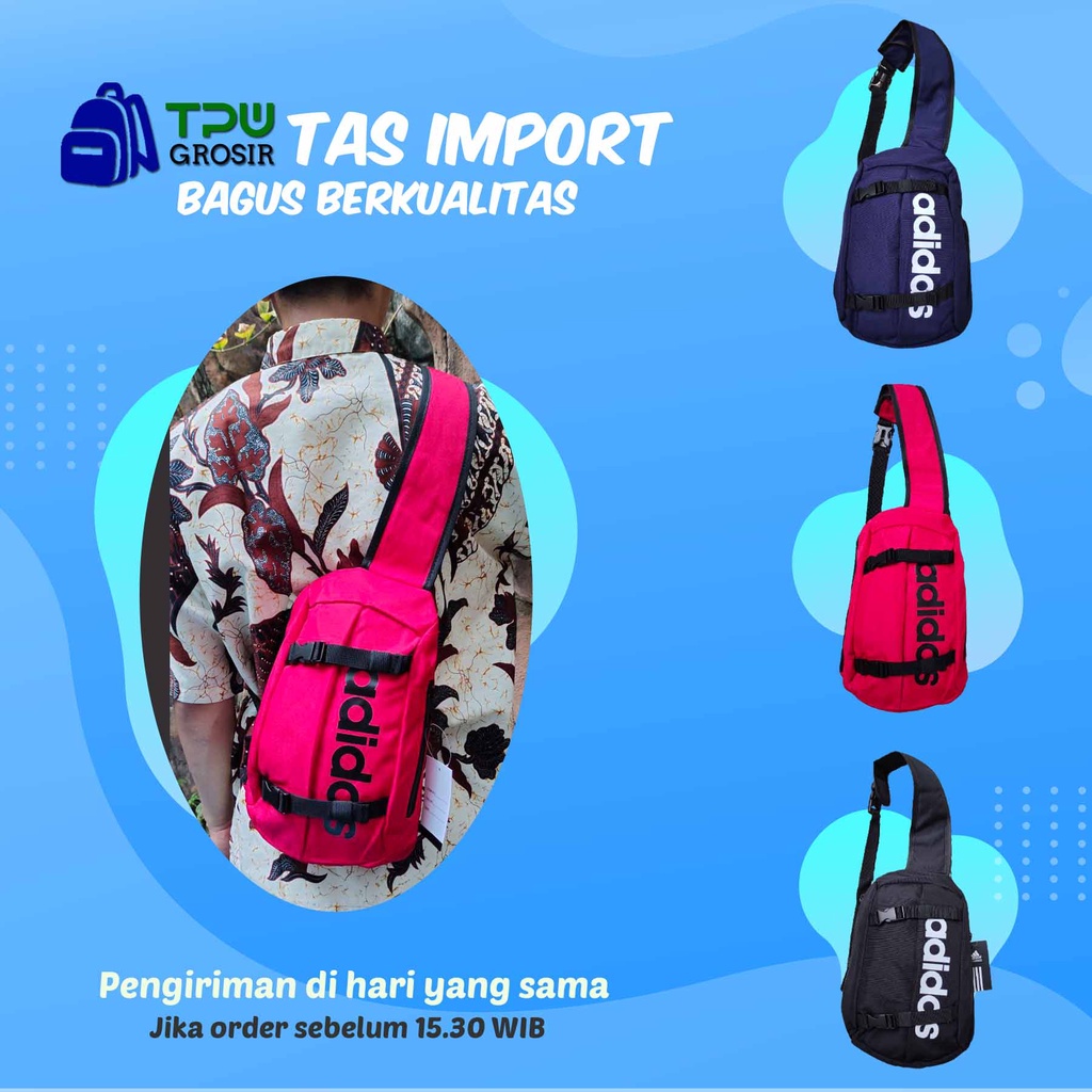 Tas Selempang Waist Bag Adidas Dada Bahu Samping Pria Wanita Import Murah Trendy Kekinian