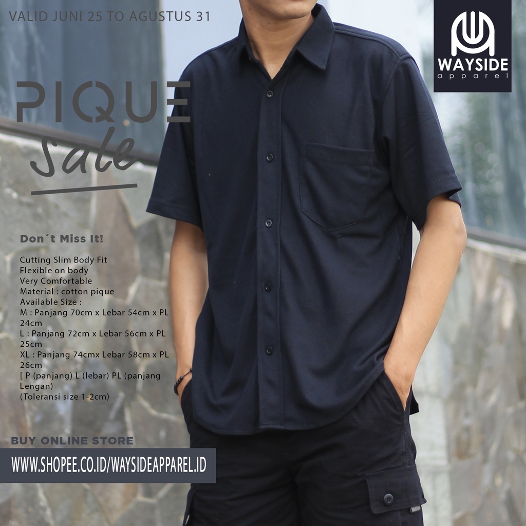 KEMEJA PRIA PIQUE LENGAN PENDEK BLACK DIAMOND