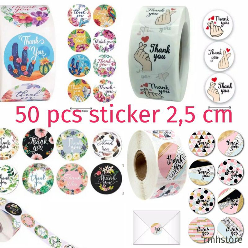 

Sticker thank you 50 pcs sticker ucapan terimakasih kemasan souvernir murah
