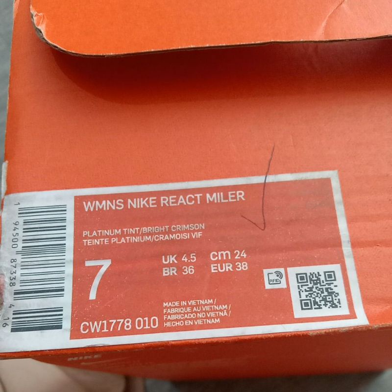 sepatu Nike WMNS Nike React Miler CW1778 010