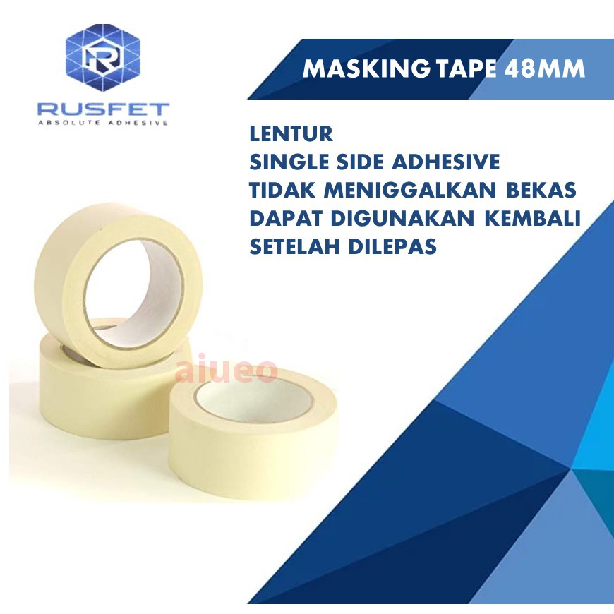 Lakban Kertas Rusfet uk 48mm x 21m RUSFET MASKING TAPE, LAKBAN KERTAS , ( 48mm )