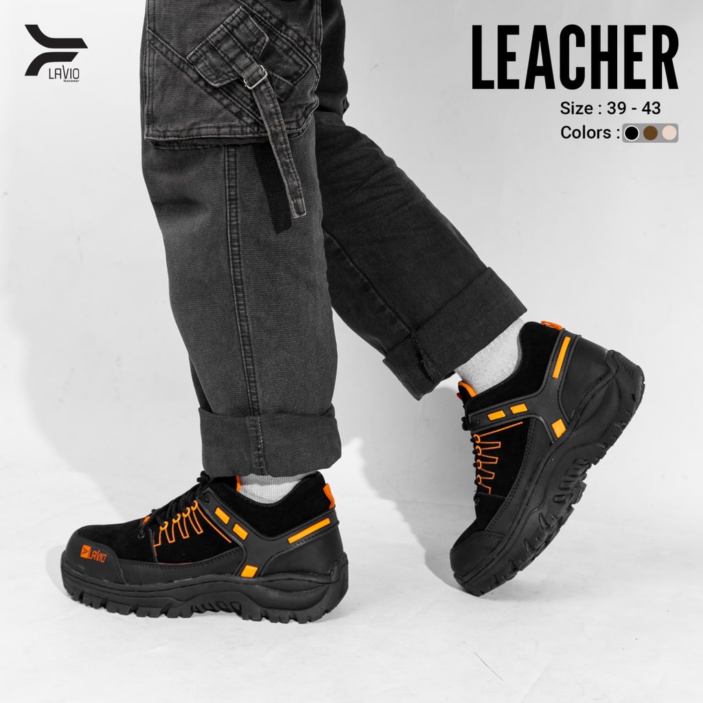 Sepatu Safety Pria Ujung Besi Original Lavio Leacher Kerja Proyek