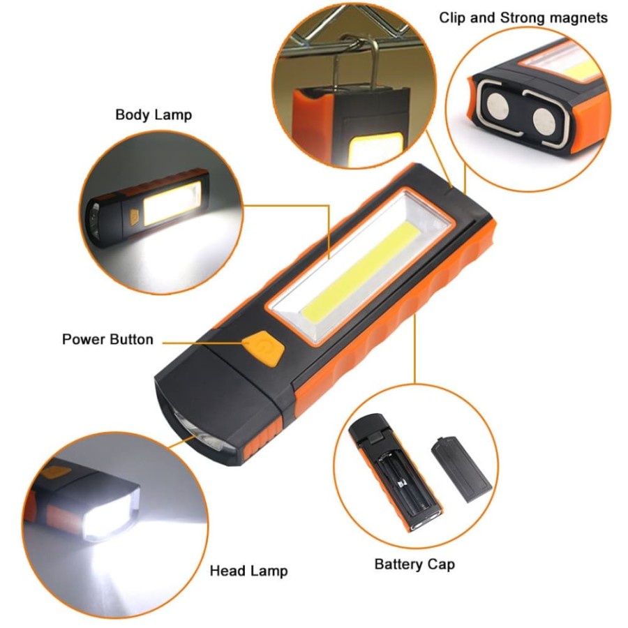 Senter LED Lantera Camping Magnetic COB 600 Lumens - Orange