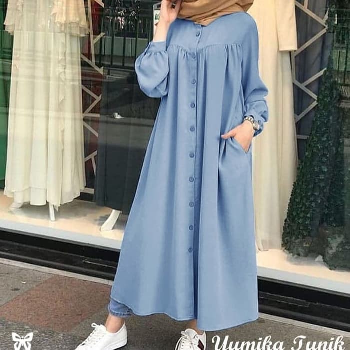 BAJU GAMIS WANITA TERBARU GAMIS KATUN DENIM YUMIKA