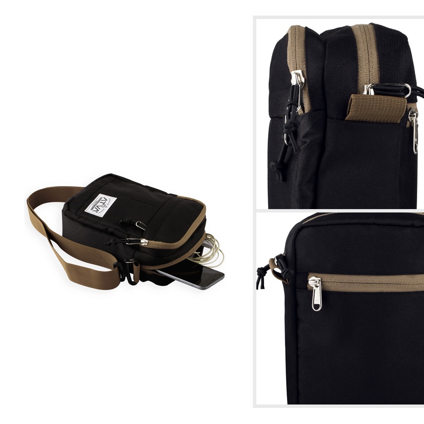 FIT BLACK ORIGINAL x ATVA Tas Selempang Hitam Pria Slingbag Casual Jalan Santai Main Hangout Nongkrong Sling Bag Distro Remaja Dewasa Daily Simple Shoulder Bag Premium Mini Shoulderbag Tas Slempang Outdoor Kecil Bahu Dada Keren Terbaru Kekinian Branded