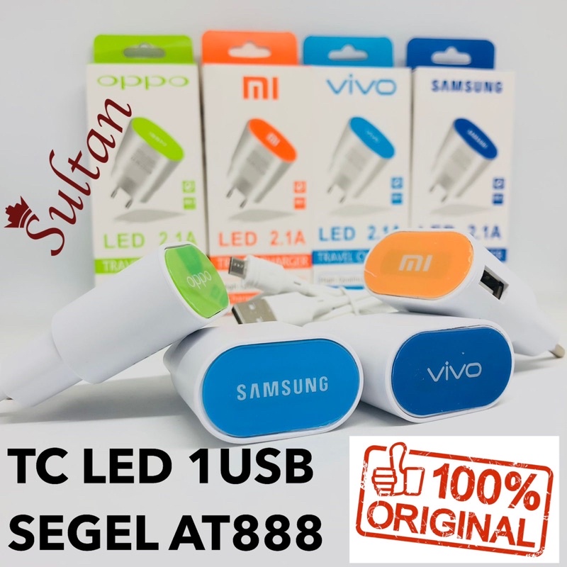 GROSIR CHARGER LED 1USB 2.1A SAMSUNG OPPO VIVO XIAOMI KUALITAS ASLI BAGUS