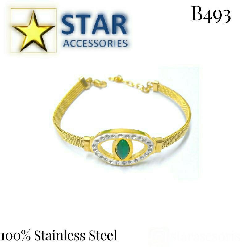 Gelang Batu Oval Titanium Gold