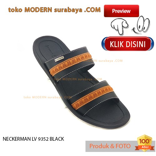 NECKERMAN LV 9352 BLACK sendal pria sopan casual flat flip flop