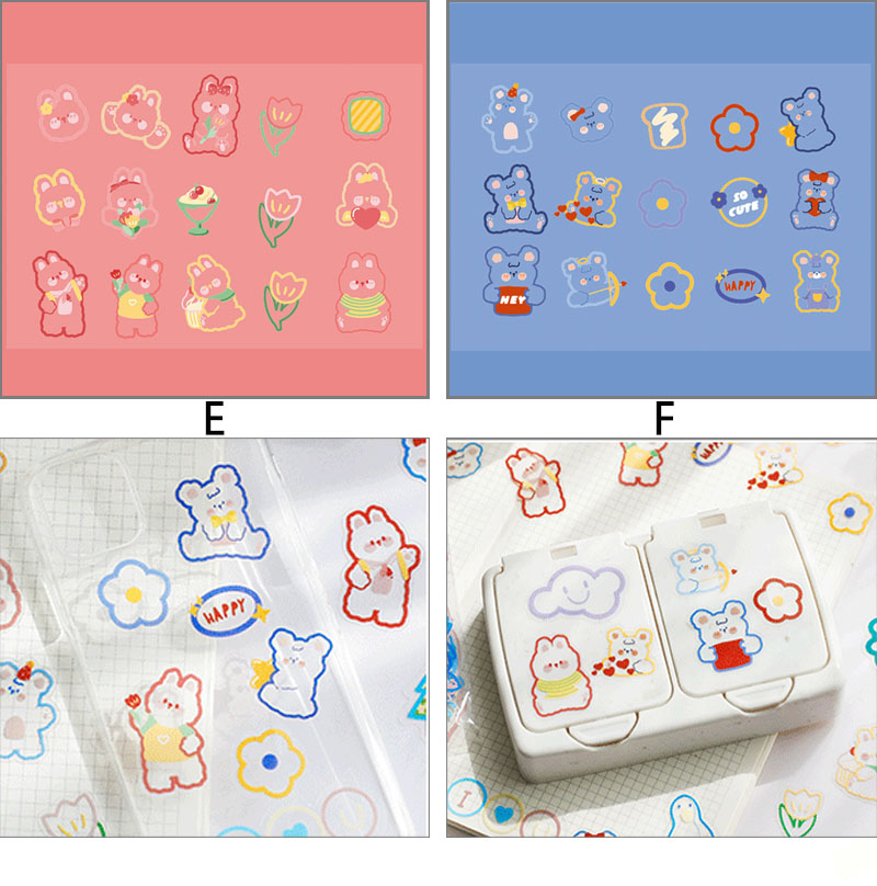 45 Pcs Spring Day Series PET Decorative Sticker Cartoon Transparent Sticker