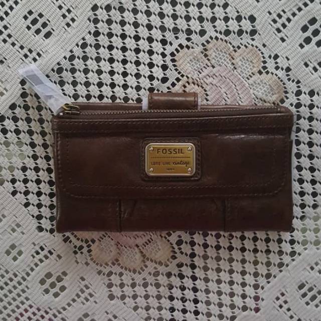 Dompet Fossil Emory Clutch Espresso Dark Brown Long wallet