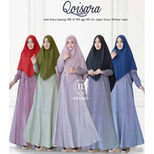 Gamis + Khimar Qaisara Syari Ori Nawa Longdress Maxi Mat Katun Jepang
