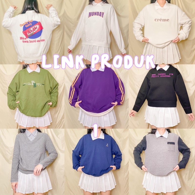 Thrift Crewneck, Crewneck Oversize, Sweater Oversize Thrift - Premium, Branded, Lengan Balon, Murah