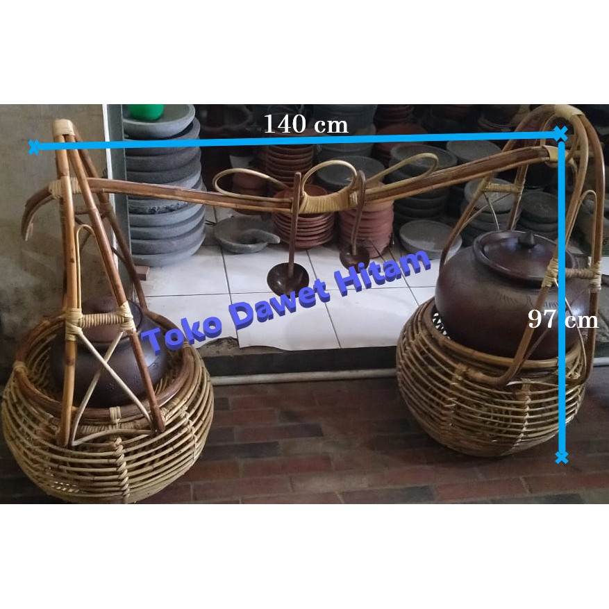 Angkringan dawet, keranjang dawet, Kursi, kerodong pikulan dawet bahan rotan/ bambu