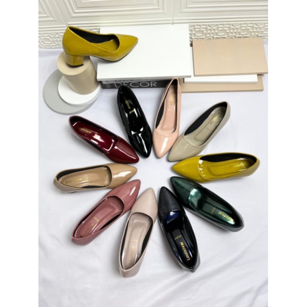 (COD) sepatu kerja wanita sepatu tapak tahu sepatu glossy