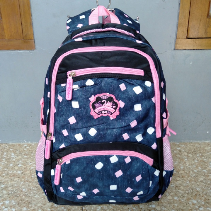 Tas Ransel Sekolah Silver Girl Original Square Shape