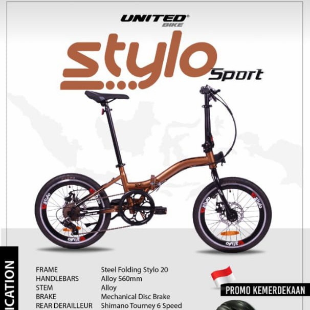 Sepeda Lipat Folding Bike United Stylo DB Sport 16 Inch 6 Speed Disc Brake-2