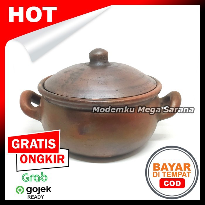 Kendil Gerabah Gudeg Panci Masak Rebus Jamu Godog Herbal Tanah Liat Diameter 18 cm