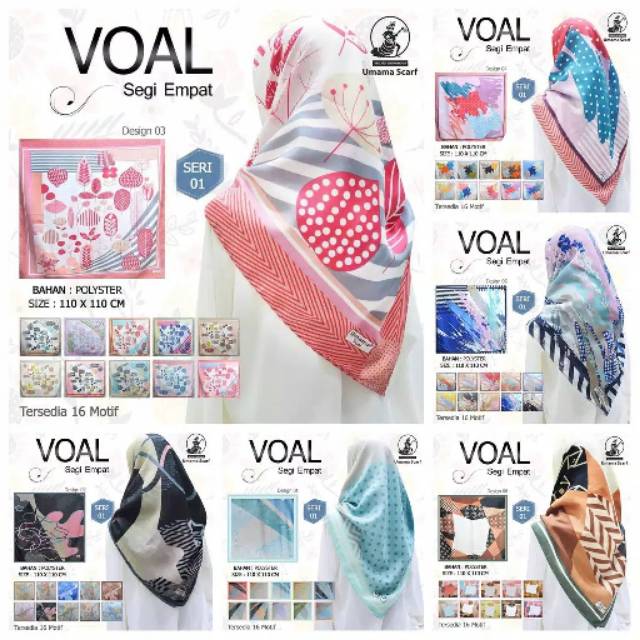 Jilbab voal motif umama segi empat