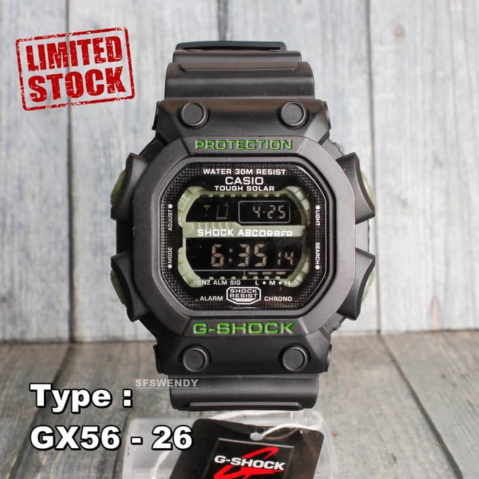 Jam tangan G SHOCK GX-56 Digital pria & anak Hitam hijau army anti air