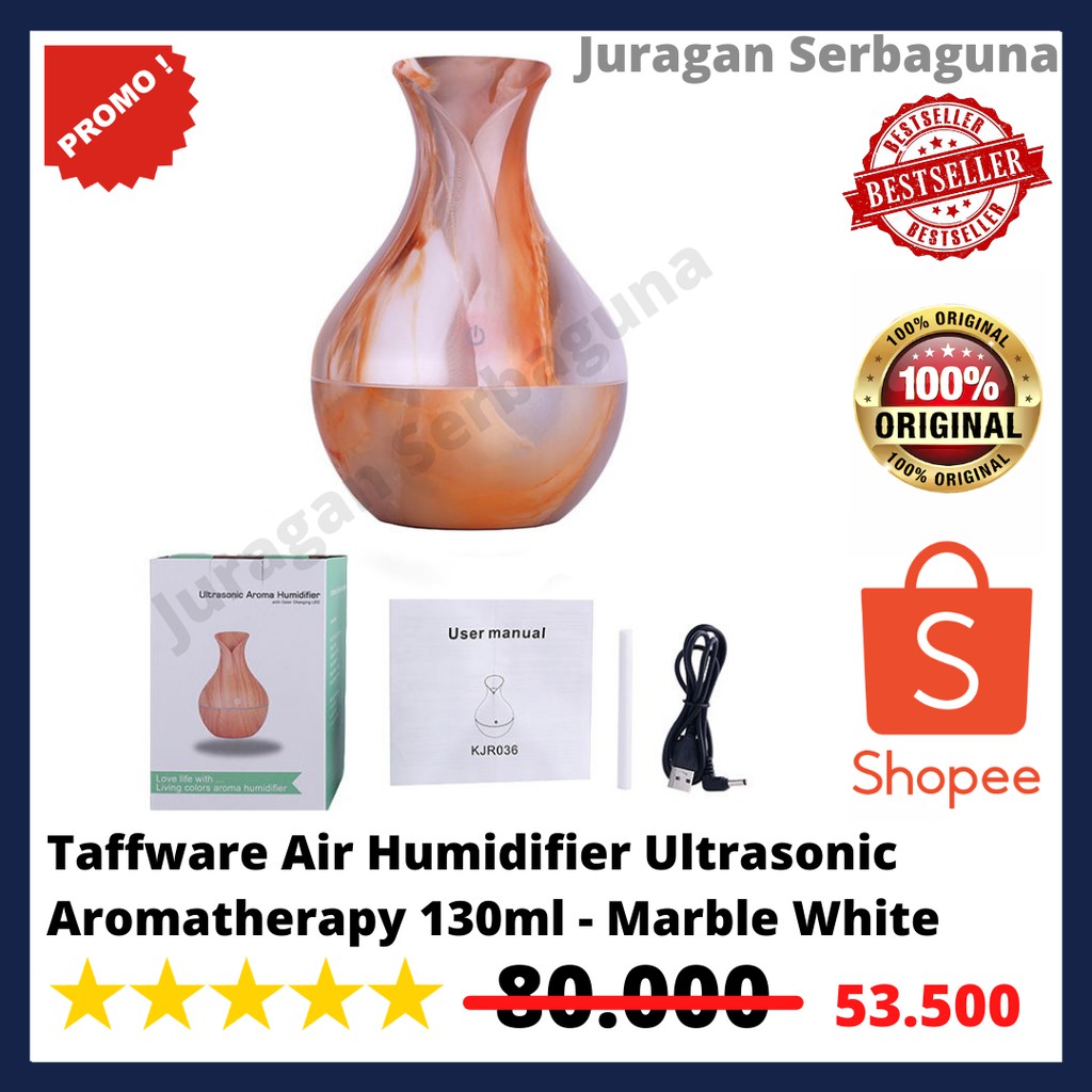 Taffware Air Humidifier Ultrasonic Aromatherapy 130ml - Marble White