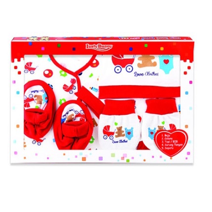 LustyBunny Baju Bayi Set 5 in 1-MERAH