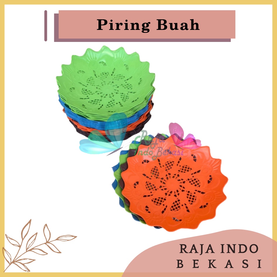 PROMO LUSINAN Piring Plastik Saji Buah Serbaguna Rotan Warna Warni Motif Bunga Murah Termurah Grosir Piring Buah Plastik Rotan Unik Lusinan Grosir Besar - 1 lusin / 12 pcs Piring Rotan Plastik Buah MOTIF BUNGA 21 cm