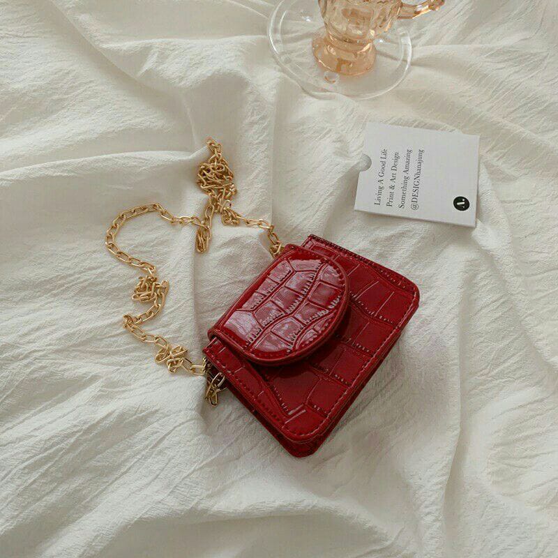 Tas Selempang Mini Croco vintage M01823 Aliya Slingbag Bahan kulit Croco vintage BISA COD