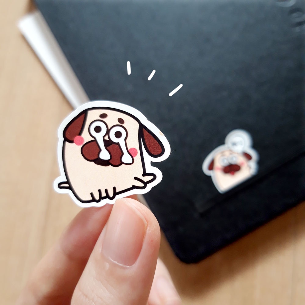 

Sticker label lucu Pedro the pug dog