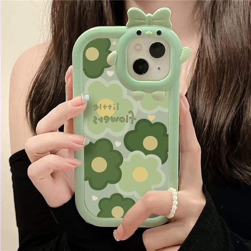 Case Full Screen Motif Bunga Hijau Untuk iPhone 13 12 11 xs xr 6 7 8 plus ggdf