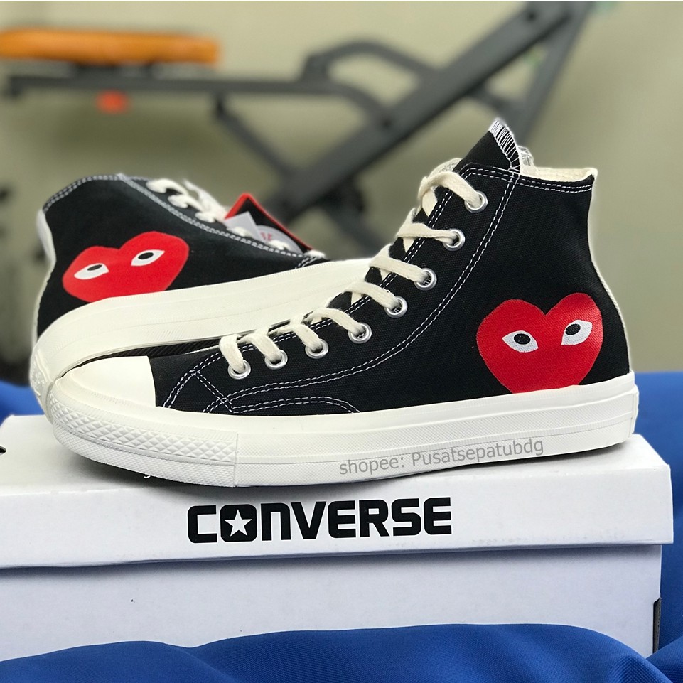 CONVERSE 70S PLAY CDG COMME DES GARCONS HIGH BLACK WHITE