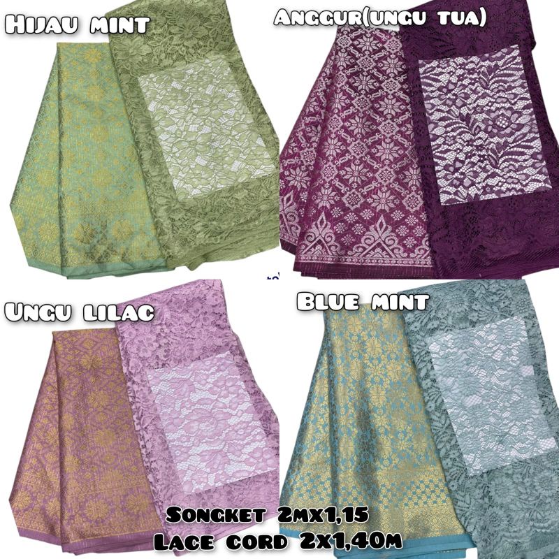bahan/brokat/kain songket/paket atas bawah/paket brokat songket