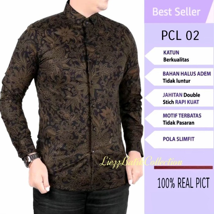 BAJU BATIK PRIA // BATIK UNIK // BATIK KOKO MEWAH SLIMFIT - #1, M