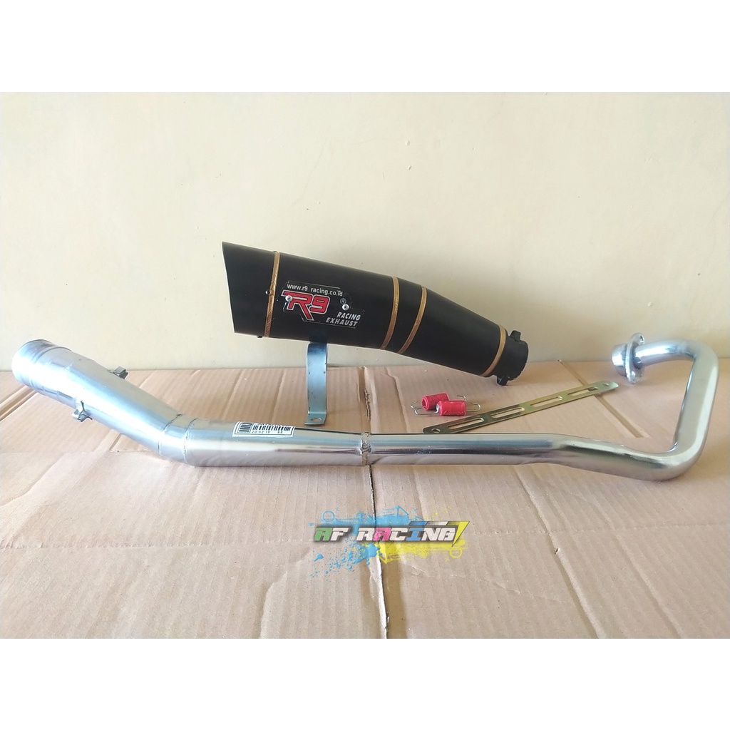 Knalpot racing R9 black Satria Suzuki Satria FU150 Karbu / Satria FU150 FI Facelift - knalpot motor