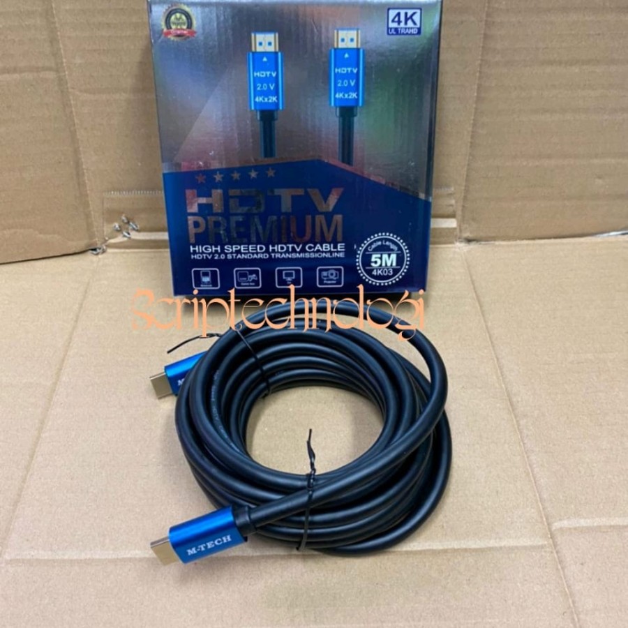 Kabel HDTV 5M M-Tech V.2.0 4K Gold Plated HD Cable MULTIMEDIA 5 Meter Versi 2.0