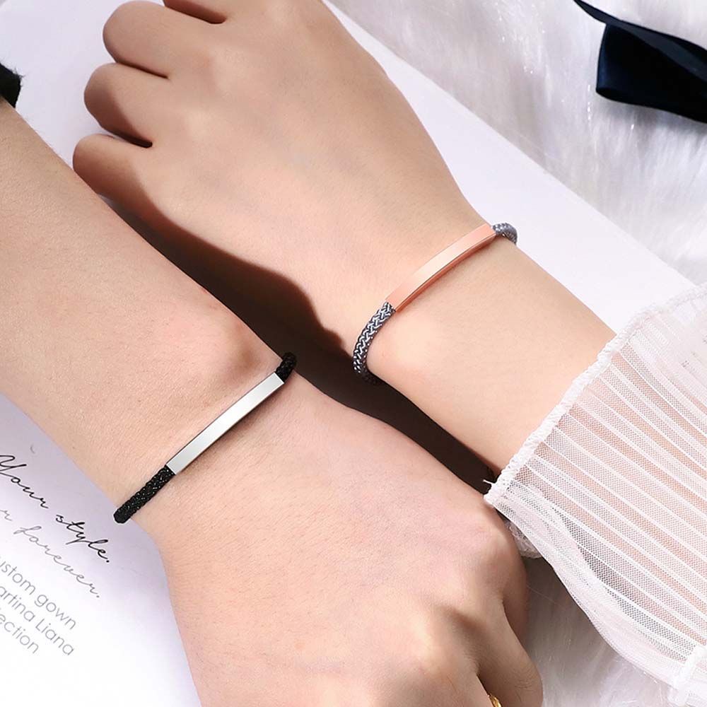 MXBEAUTY Creative Couple Bracelets Adjustable Waistbands Bangles Lovers Gift Titanium steel Eachother Minimalist Geometric Rope Weaving