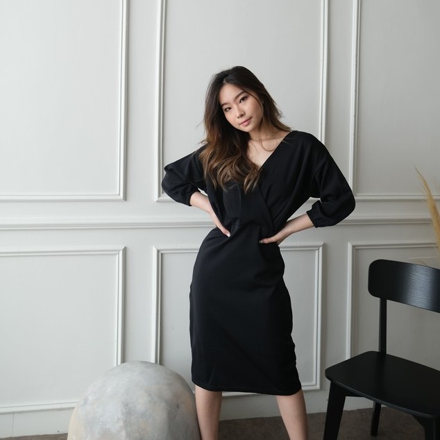 Sella Dress / Dress V Neck Wanita