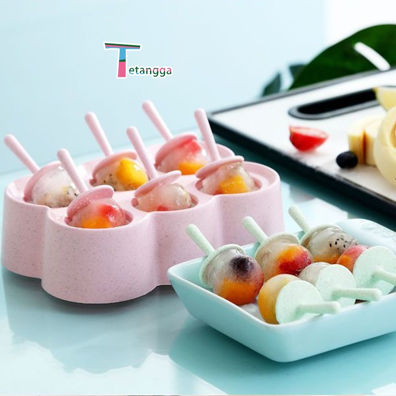 Cetakan Eskrim 6 Slot Es Loli DIY Beserta Lucu Es Batu Bulat Bola Ice Ball Maker Silicone