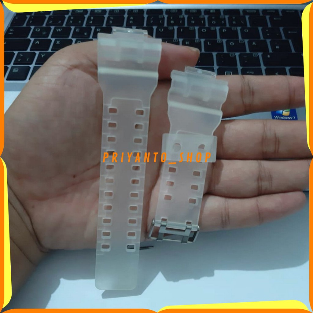 STRAP TALI JAM TANGAN CASIO G-SHOCK GA-100 GA-110 GA-150 GA-700 PUTIH TRANSPARAN FREE PEN