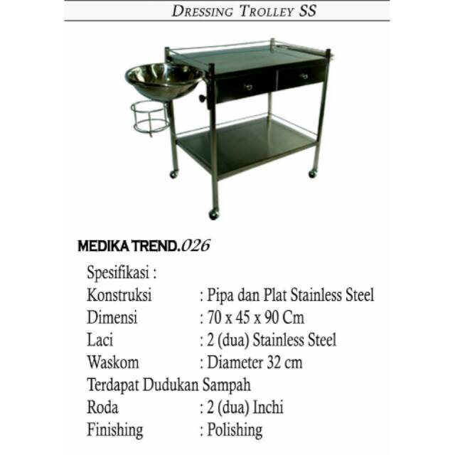 Dressing trolley SS